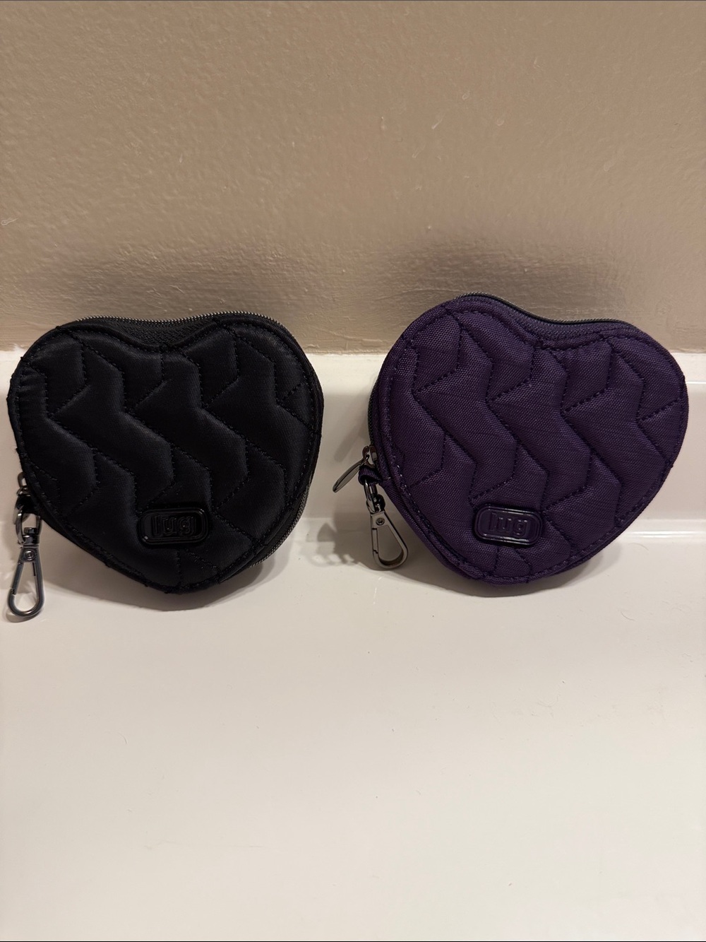 lug Heart Coin Pouches in Black and Purple